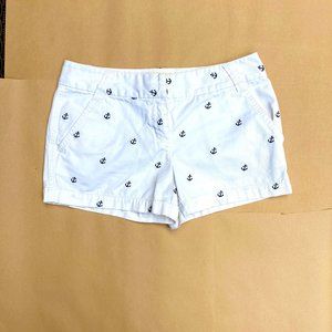 J.Crew White Embroidered Anchor Chino Shorts 3" inseam